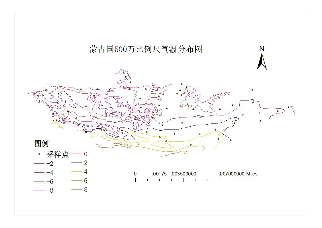 蒙古国500万比例尺气温分布图